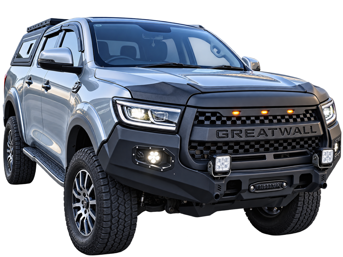GWM P SERIES (PASSENGER) FRONT GRILL COVER WITH LIGHT WITH "GREAT WALL" LOGO HIGH SPEC