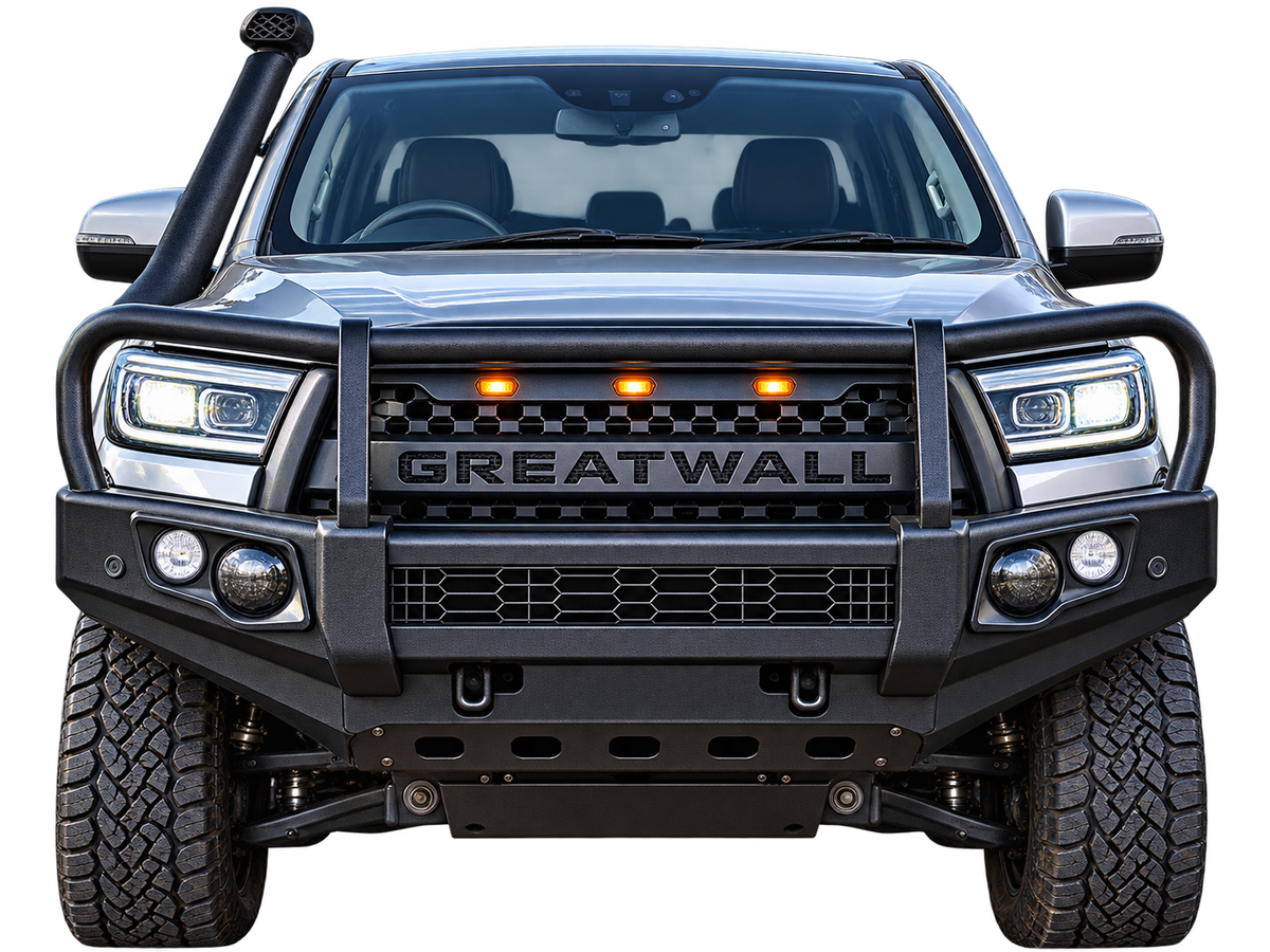 GWM P SERIES (PASSENGER) FRONT GRILL COVER WITH LIGHT WITH "GREAT WALL" LOGO HIGH SPEC