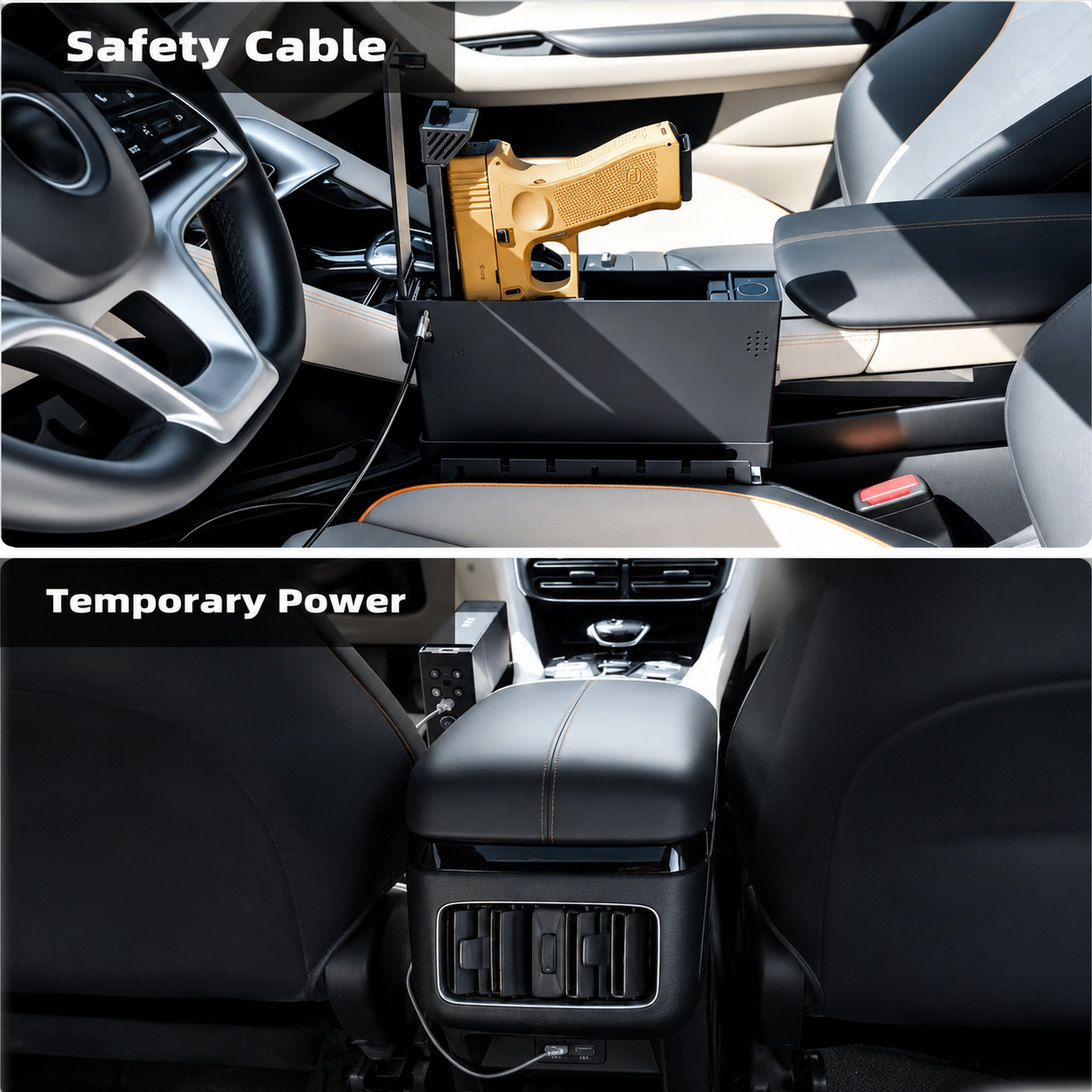 Slim Quick-Access Biometric Car Handgun Safe – Secure & Portable